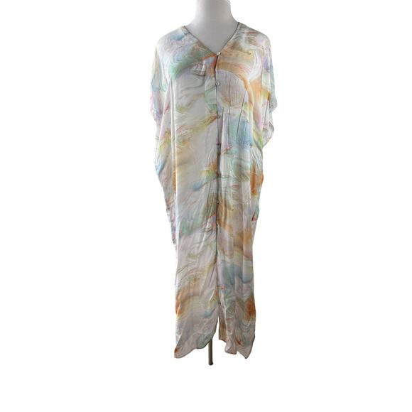 *Read* Johnny Was Calme Tie Dye Kaftan Maxi Dress Swimsuit Coverup Size L/XL - Picture 4 of 14